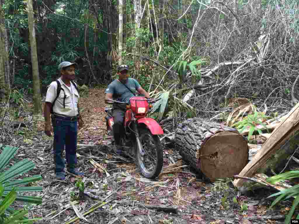 Victor Chatá Cortez y Roberto Boteo Ordoñez, patrullan el Parque Nacional Tikal.[Foto: Verónica Balderas, VOA]. &nbsp;