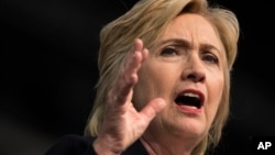 Democratic presidential candidate Hillary Clinton speaks at the African Methodist Episcopal Church national convention in Philadelphia, July 8, 2016.