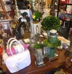 Virginia Florist, also a gift shop, has lots of merchandise and few customers. (Deborah Block/VOA)