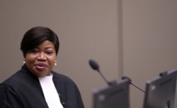 FILE - Fatou Bensouda is seen in a courtroom of the ICC in The Hague, Netherlands, July 8, 2019.