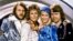Members of Swedish pop group Abba — Benny Andersson, Anni-Frid Lyngstad, Agnetha Faltskog and Bjorn Ulvaeus — pose after winning the Swedish branch of the Eurovision Song Contest with their song "Waterloo," Feb. 9, 1974.
