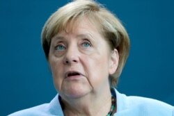 Kanselir Jerman Angela Merkel dalam konferensi pers di Berlin, jerman, 3 September 2020. (Photo by Michael Sohn / POOL / AFP)