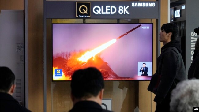 FILE - A TV screen shows a file image of North Korea's missile launch during a news program at the Seoul Railway Station in Seoul, South Korea, Feb. 2, 2024.
