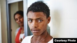 A young cataract patient waits at the Quiha Eye Hospital Vision Center in Mekelle, Ethiopia to see the doctor.