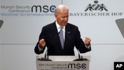 El vicepresidente Joe Biden habló en una conferencia sobre seguridad en Munich, Alemania.