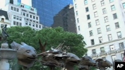 Ai Weiwei sculptures displayed by the Pulitzer Fountain on New York's Fifth Avenue