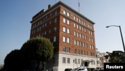 31일 미 국무부가 폐쇄 조치를 발표한 당일 샌프란시스코 주재 러시아 총영사관 전경. 