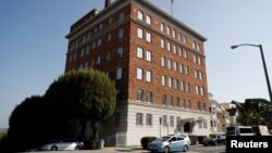 The entrance to the building of the Consulate General of Russia is shown in San Francisco, California, Aug. 31, 2017. 