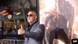 El actor Vin Diesel en el estreno de "Riddick" en Los Angeles.