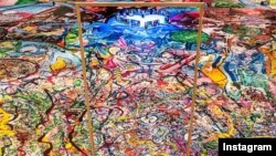 An image from artist Sacha Jafari's Instagram page showing his painting, 'The Journey of Humanity' (Instagram, @sachajafri)