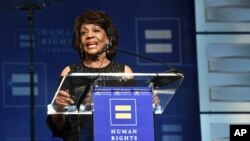 FILE - U.S. Congresswoman Maxine Waters seen at the 2018 Human Rights Campaign Los Angeles Dinner at JW Marriott L.A. Live in Los Angeles, March 10, 2018.