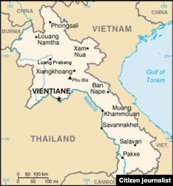 ແຜນທີ່ ສະແດງໃຫ້ເຫັນ ເຂດແດນ ລະຫວ່າງລາວກັບໄທ