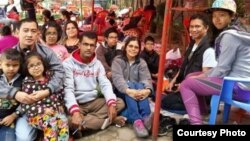 Khuon Sopheak (far left) of the Cambodian Center for Independent Media (CCIM) who was doing an internship in Nepal, survived the earthquake to tell his tale of escape from collapsing buildings. (Courtesy of Khoun Sopheak)