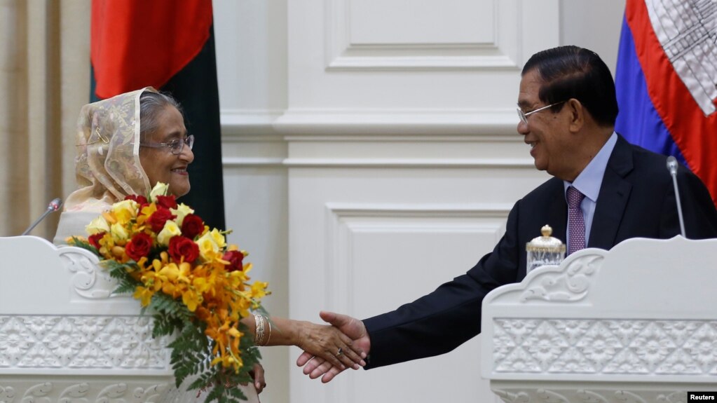 ဘဂၤလားေဒ့ရွ္ ၀န္ၾကီးခ်ဳပ္ Sheikh Hasina နဲ႔ ကေမၻာဒီယား၀န္ႀကီးခ်ဳပ္ Hun Sen