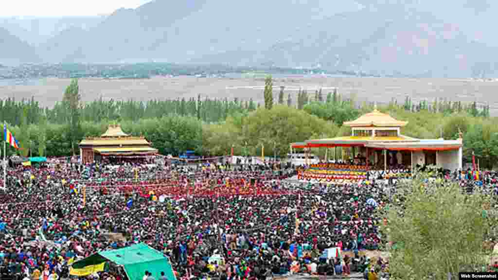 During Tibetan spiritual leader Dalai Lama&#39;s teachings in Leh Ladakh