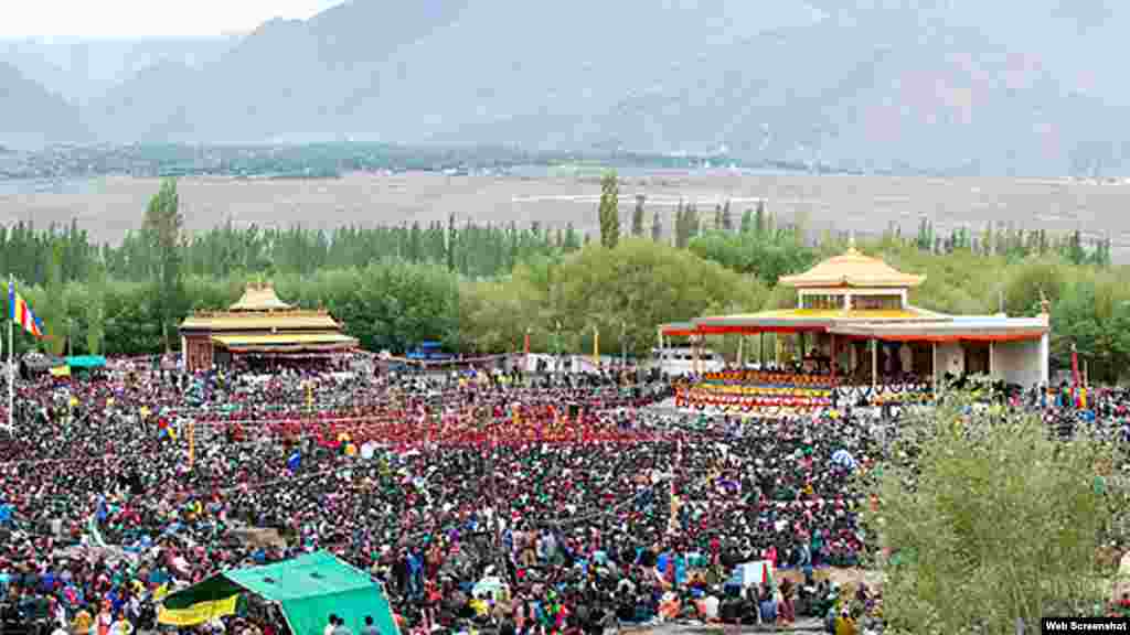 During Tibetan spiritual leader Dalai Lama's teachings in Leh Ladakh