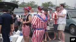 US fans tailgating in the parking lot of Lincoln Financial field before the match, 29 May 2010