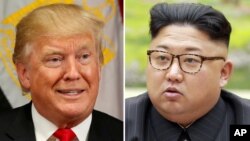 အမေရိကန်သမ္မတ Donald Trump နဲ့ မြောက်ကိုရီးယားခေါင်းဆောင် Kim Jong Un 