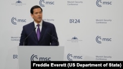 美国国务卿马尔科·卢比奥在慕尼黑安全会议上发表讲话。(2026年2月14日)