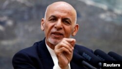 Afghan President Ashraf Ghani speaks during a news conference in Kabul, Afghanistan, June 30, 2018.