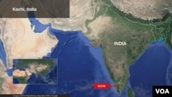 Map showing Kochi, India