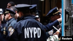 New York Police Department officers monitor a protest by the Occupy movement in New York City. (file)