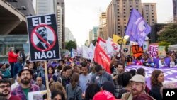 Demonstrations against the candidate of the PSL presidency, Jair Bolsonaro. Several acts were organized on the São Paulo avenue in Sao Paulo, Brazil on Oct. 20, 2018.