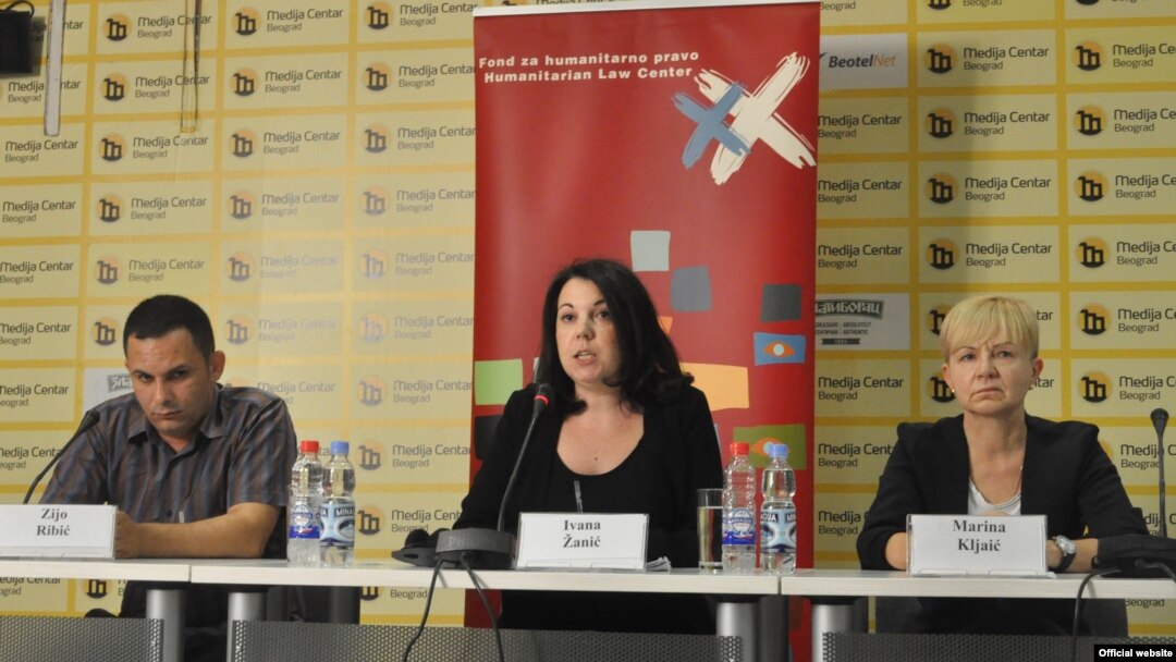 Konferencija Fonda za humanitarno pravo o presudi Apelacionog suda u procesu protiv "Siminih četnika", u Medija centru u Beogradu, 6. jula 2018. (Foto: Medija centar Beograd).