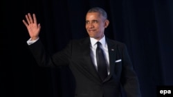 Presiden AS Barack Obama tiba di acara Institut Asia Pasifik untuk Studi Kongres (APAICS) di Washington, DC (4/5). (EPA/Kevin Dietsch)