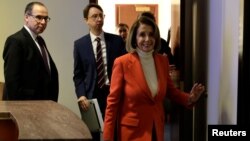 House Minority Leader Nancy Pelosi (D-CA) leaves after her weekly news conference on Capitol Hill in Washington, U.S., Nov. 15, 2018. 