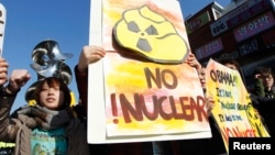 지난 2012년 3월 한국 서울에서 열린 핵안보정상회의장 주변에서 반핵 집회가 열렸다.