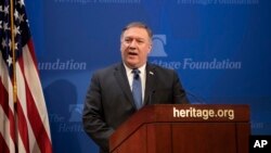 Državni sekretar Mike Pompeo govori u Fondaciji Heritage, konzervativnom think-tanku za javne politike, u Washingtonu, May 21, 2018. 