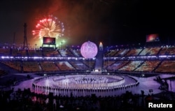 2018 평창동계패럴림픽 개막식이 열린 9일 강원도 평창올림픽스타디움에서 축하공연이 펼차지고 있다.