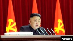 North Korean leader Kim Jong Un presides over a plenary meeting of the Central Committee of the Workers' Party of Korea in Pyongyang, March 31, 2013.