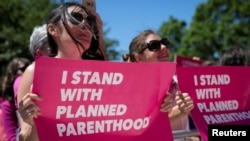 Manifestation en faveur du planning familial à Austin, Texas, États-Unis, le 5 avril 2017, devant le Capitole de l'État.