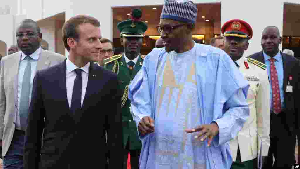 Shugaba Muhammadu Buhari na Najeriya da shugaba Emmanuel Macron na kasar Faransa 