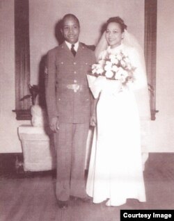 George Boggess, 102, seen here at his wedding 70 years ago, credits his longevity to wife Dorothy. (Photo courtesy George Boggess)