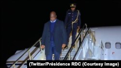 Le président Félix Tshisekedi à sa descente d'avion à l'aéroport de Dulles, Viriginie, le 2 avril 2019. (Twitter/Présidence RDC)