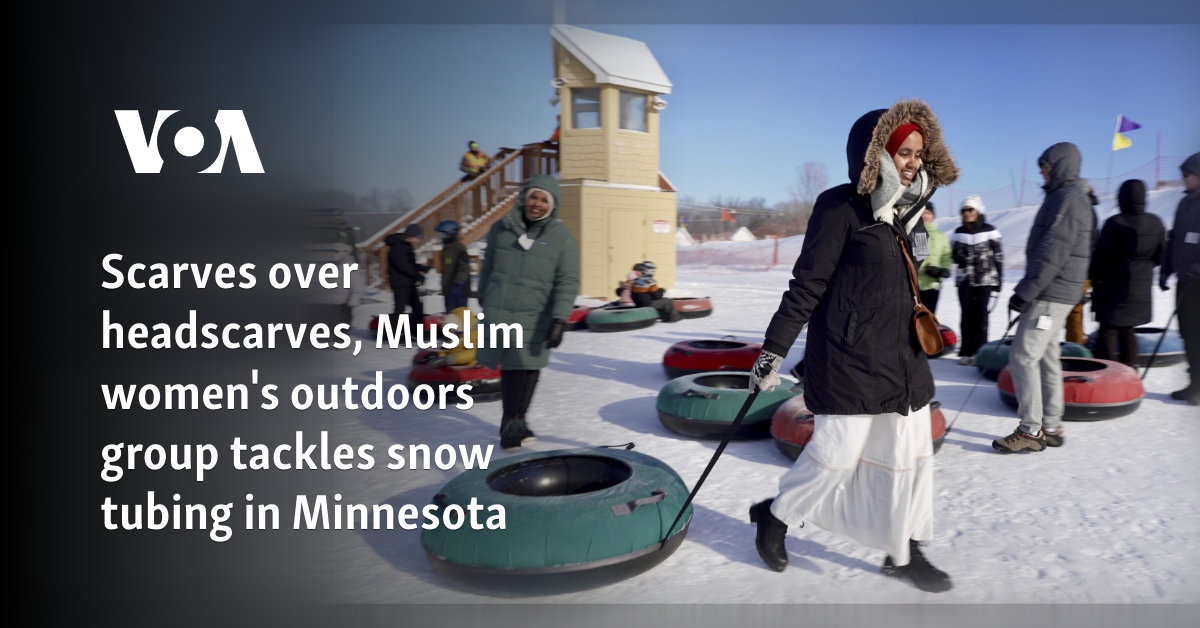 Scarves over headscarves, Muslim women's outdoors group tackles snow tubing in Minnesota