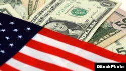 The stars and stripes with dollar bills of the USA/goverment ad