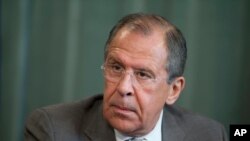 Menteri Luar Negeri Rusia Sergei Lavrov di Moskow (26/5).