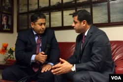 VOA Kurdish Service reporter Mutlu Civiroglu interviews HDP Party Leader Selehattin Demirtas. Oct. 30, 2015. (Photo: VOA Kurdish Service)