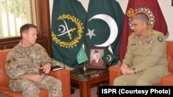 General Austin S. Miller, commander of U.S. and NATO forces in Afghanitan, met with Pakistan army chief, General Qamar Javed Bajwa, in the garrision city of Rawalpindi on Dec. 27, 2018.