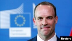 El secretario de Estado de Gran Bretaña para la salida de la Unión Europea, Dominic Raab en Bruselas, Bélgica, el 19 de julio de 2018.