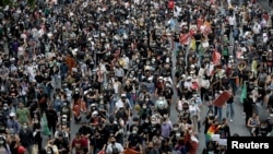 Pro-democracy demonstrators attend an anti-government protest in Bangkok, Thailand, Oct. 25, 2020. 