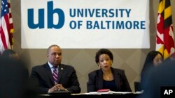 Jaksa Agung AS berbicara dengan para anggota Kongres dan pemuka agama di University of Baltimore (5/5). (AP/Jose Luis Magana, Pool)