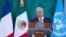 Mexico's President Andres Manuel Lopez Obrador addresses the audience during the Generation Equality Forum Mexico, dedicated to defending the rights of women, in Mexico City, Mexico. March 29, 2021. (Handout from Mexico's Presidency)