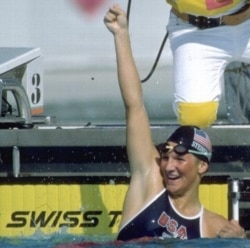 Carrie Bates, known then by her maiden name Steinseifer, won three swimming gold medals at the 1984 Olympic Games in Los Angeles. (Photo courtesy Carrie Bates)
