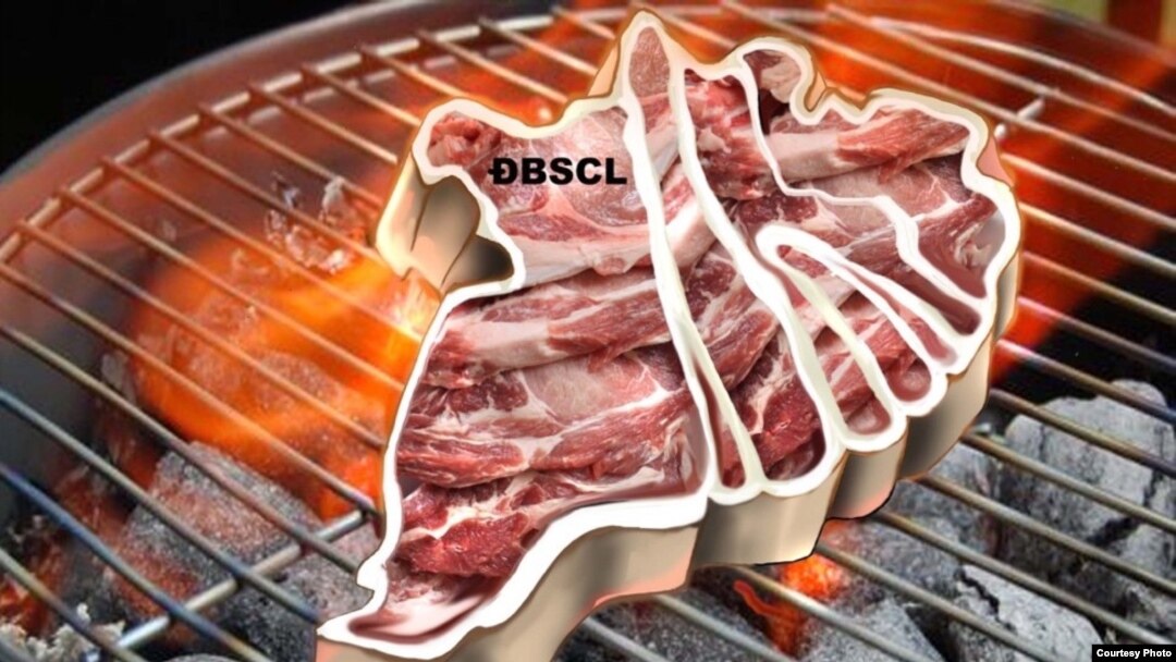 Dự báo Mekong: trận hạn hán và nhiễm mặn 2020 sẽ trầm trọng hơn năm 2016. Mekong Delta barbecue / ĐBSCL bị nướng do khô hạn. [tranh biếm hoạ của Babui, tặng Ngô Thế Vinh]