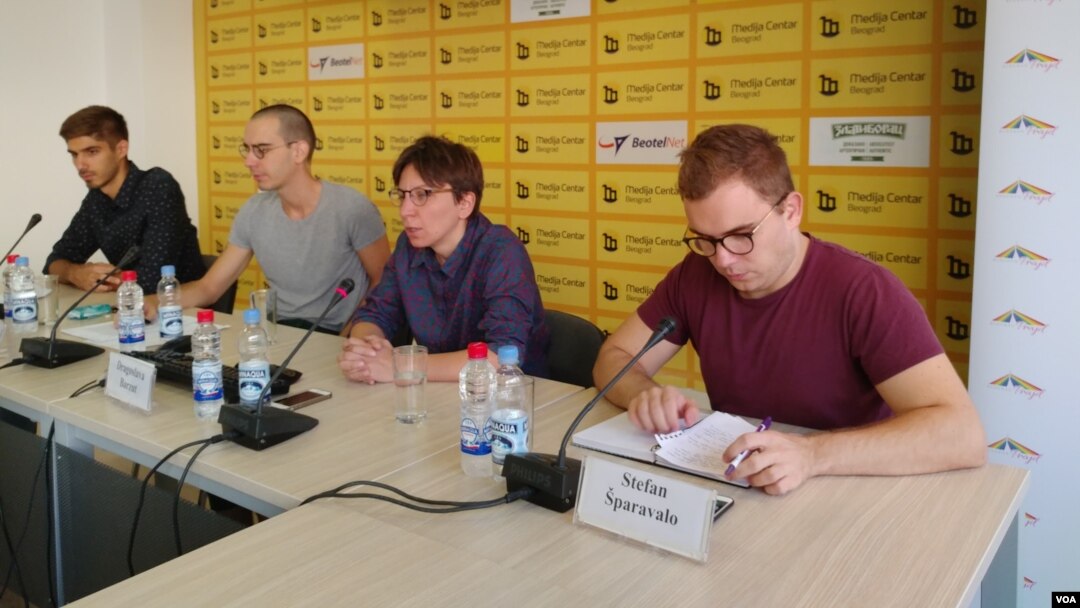 Učesnici konferencije "Da se zna!", povodom Nedelje ponosa, u beogradsmom Medijacentru, 12. septembra 2018.